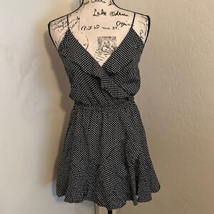 Express Black White Ruffle Polka-A-Dot Dress Summer Spring Feminine Party Event